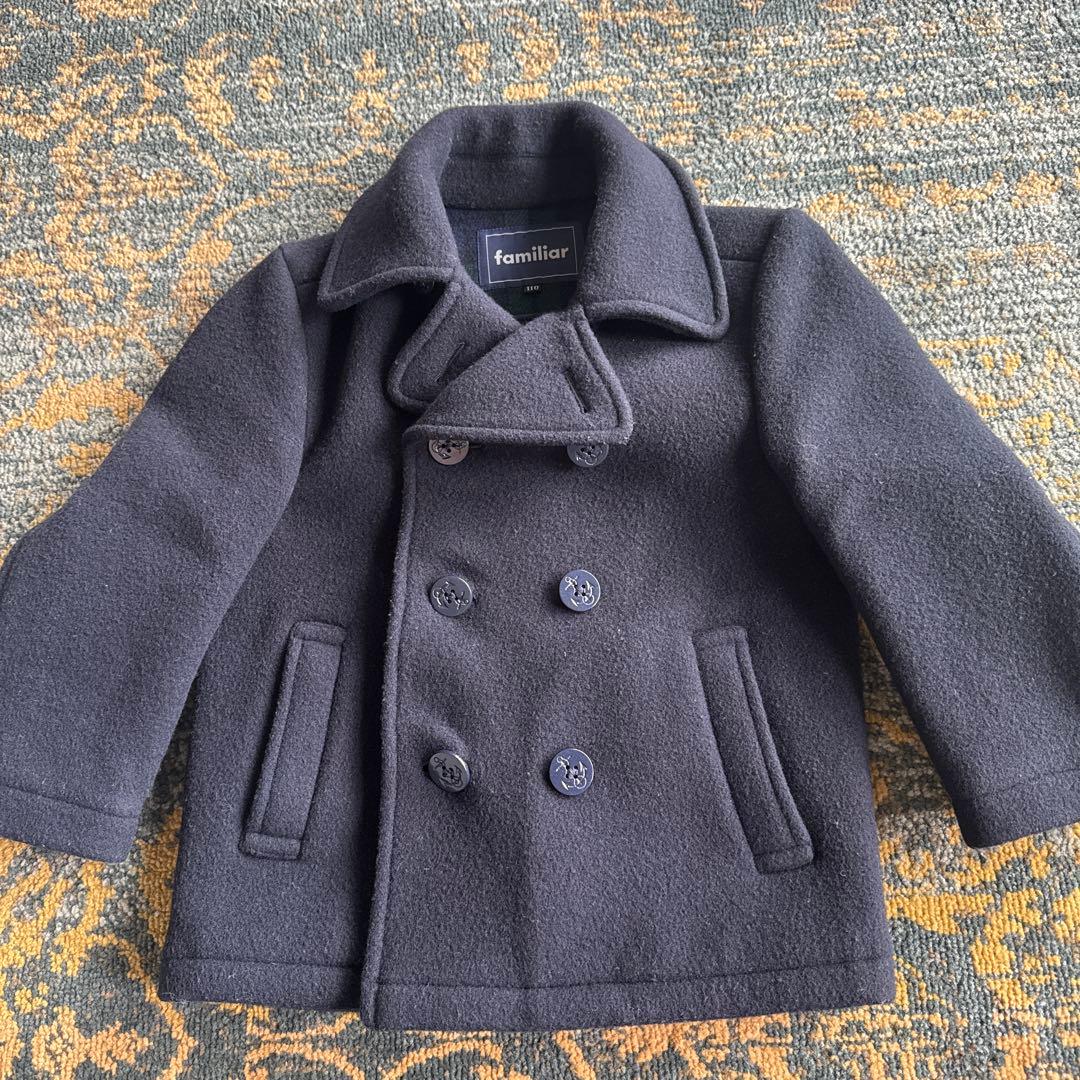【美品、familiar 】ウールコート ネイビー110 お受験　フォーマル
