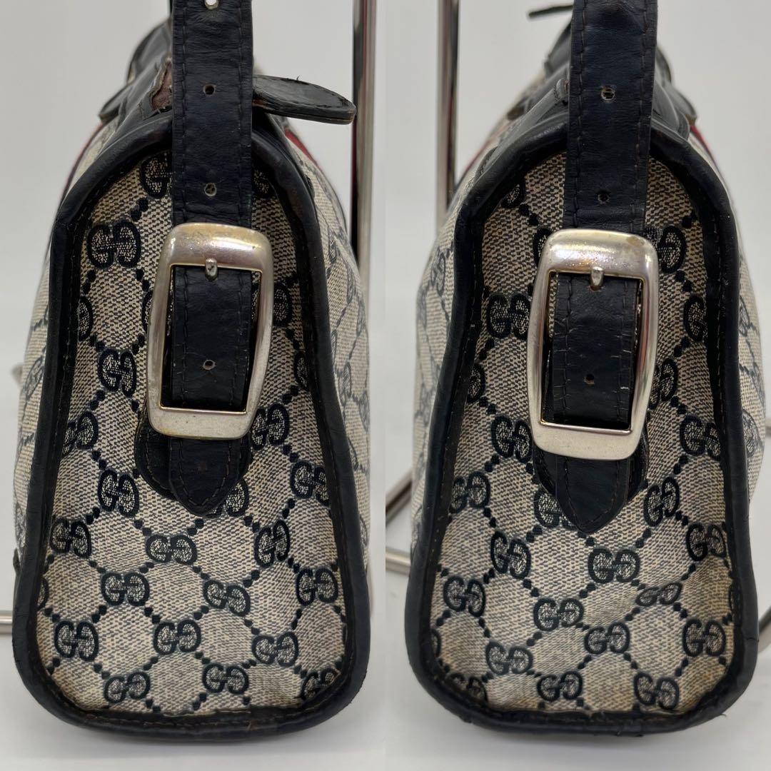 GUCCI ショルダーバッグ GG柄 シェリーライン ネイビー PVC 男女可能