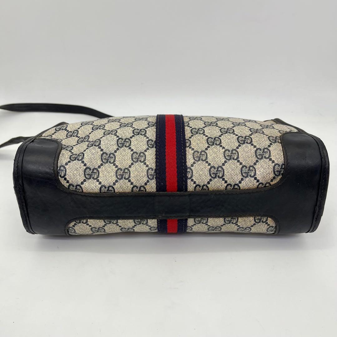 GUCCI ショルダーバッグ GG柄 シェリーライン ネイビー PVC 男女可能
