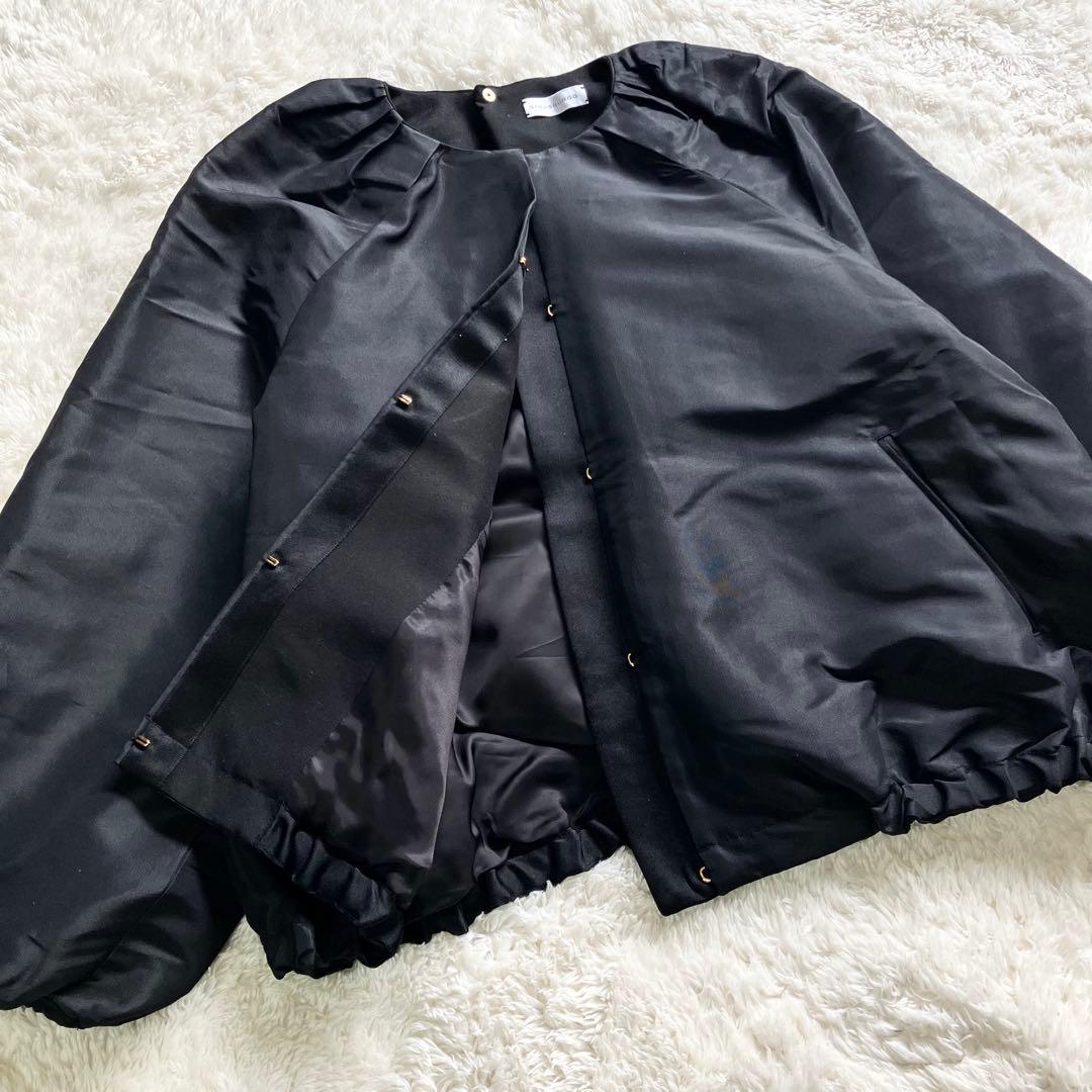 【美品】ストラスブルゴ　ジャケット　ボリュームスリーブ　ブラック　シルク混　L