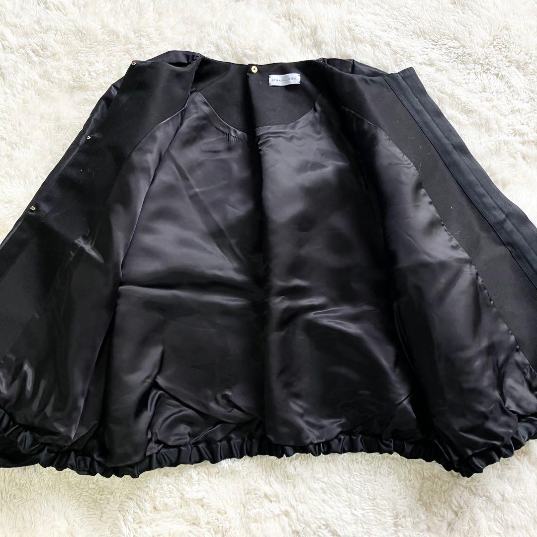 【美品】ストラスブルゴ　ジャケット　ボリュームスリーブ　ブラック　シルク混　L