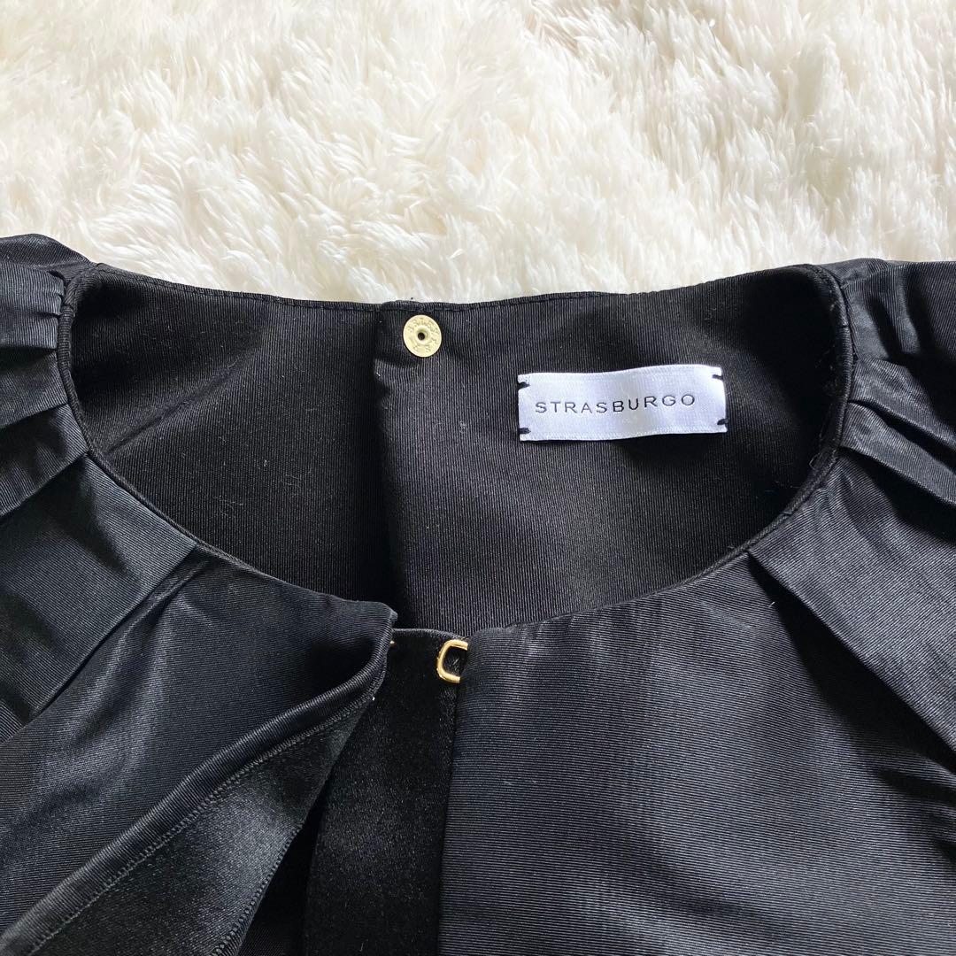 【美品】ストラスブルゴ　ジャケット　ボリュームスリーブ　ブラック　シルク混　L
