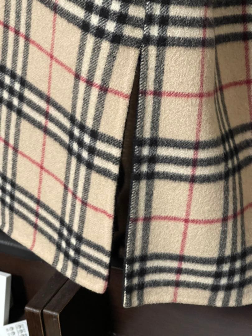 【極美品】BURBERRY LONDONカシミア混ウールロングコートフード付き