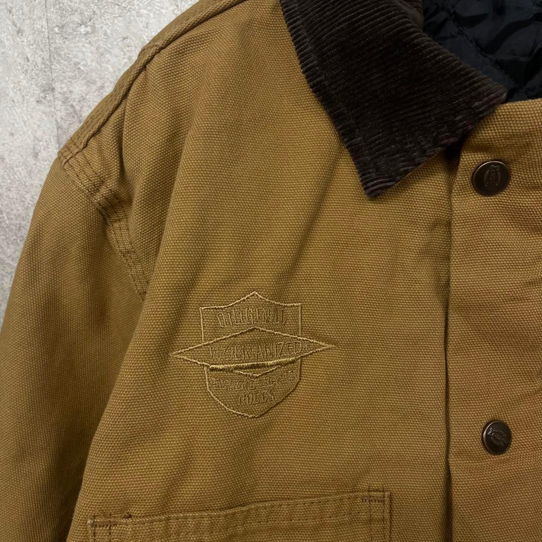 US古着◆ディッキーズ 企業刺繍ダックジャケット 中綿 キャメル メンズXL