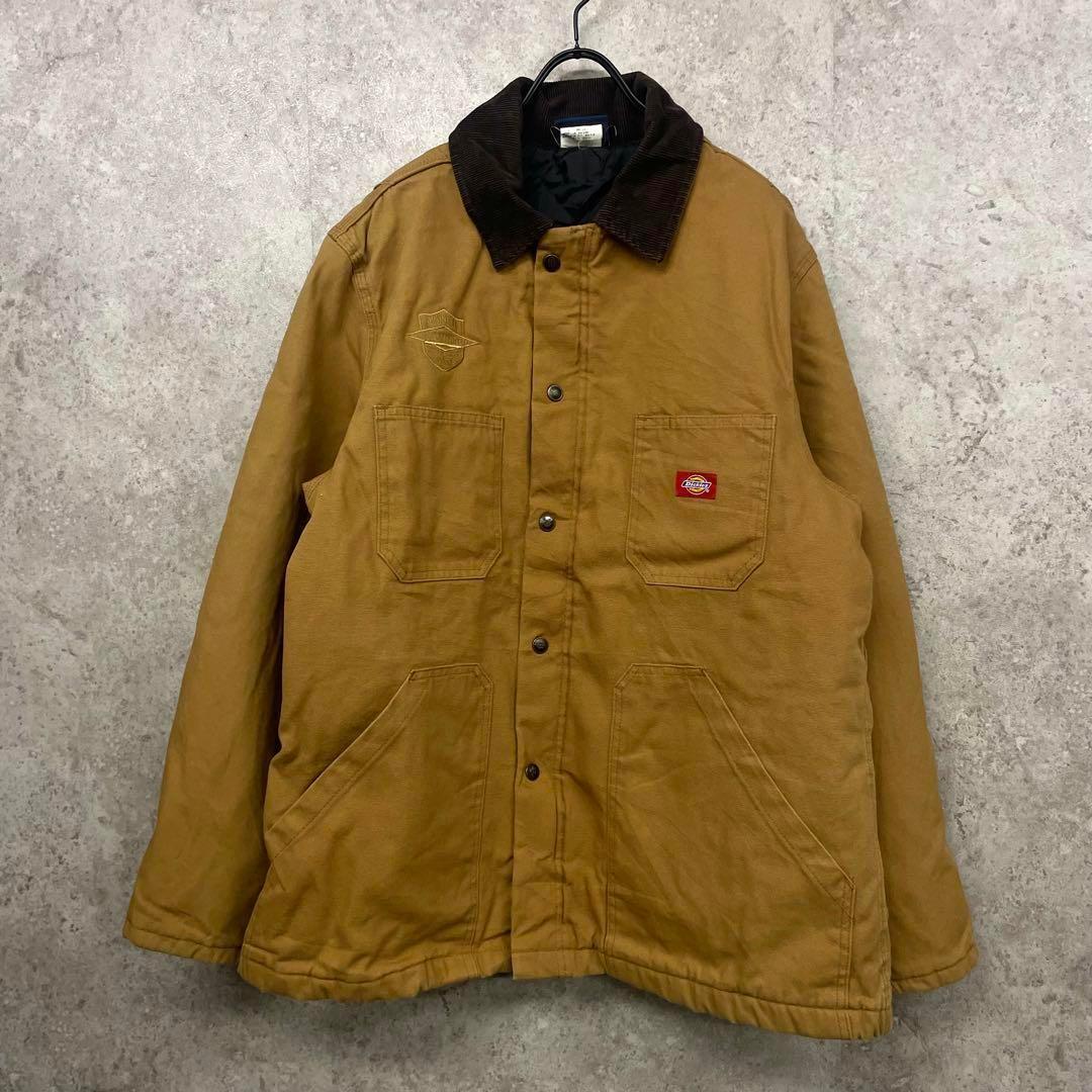 US古着◆ディッキーズ 企業刺繍ダックジャケット 中綿 キャメル メンズXL