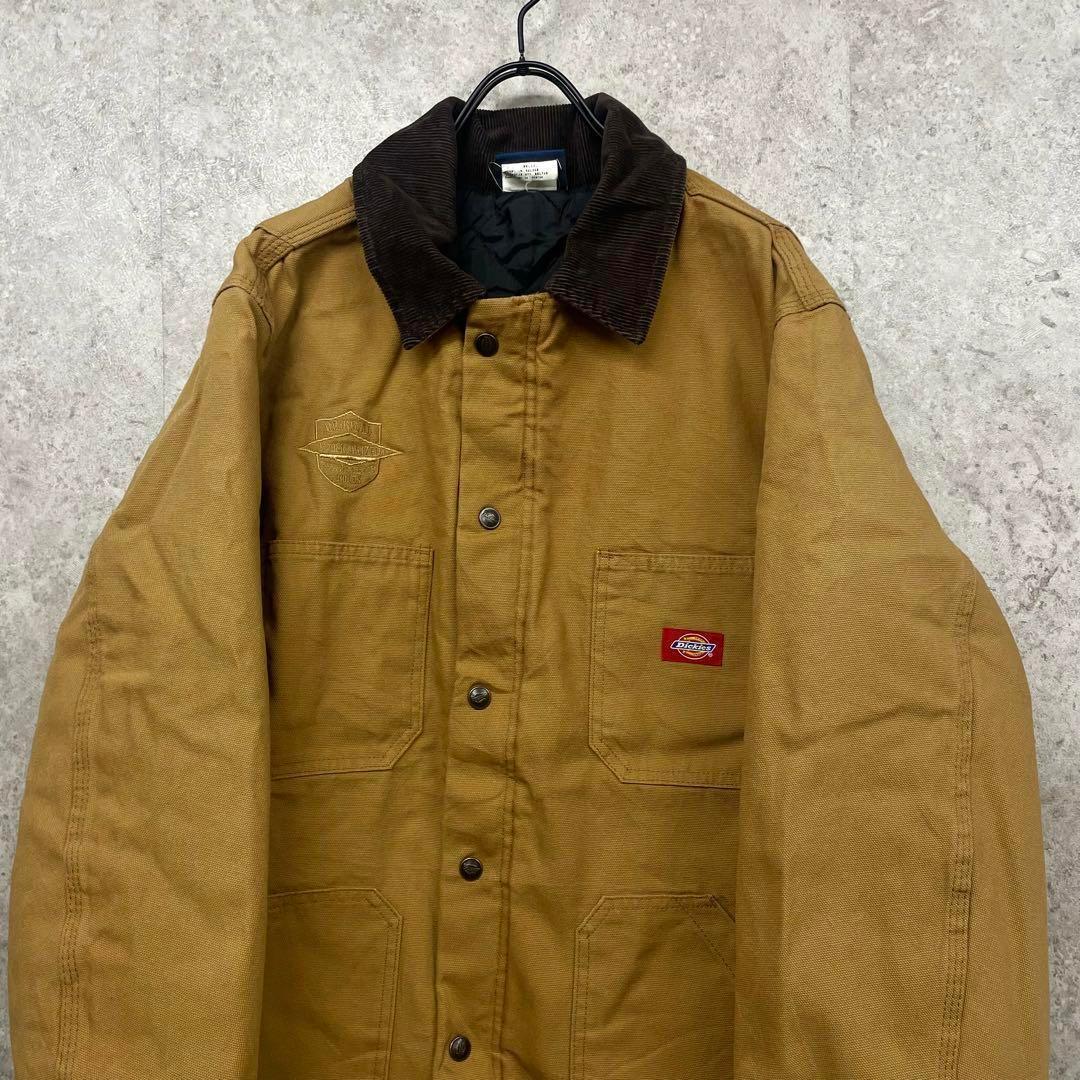 US古着◆ディッキーズ 企業刺繍ダックジャケット 中綿 キャメル メンズXL