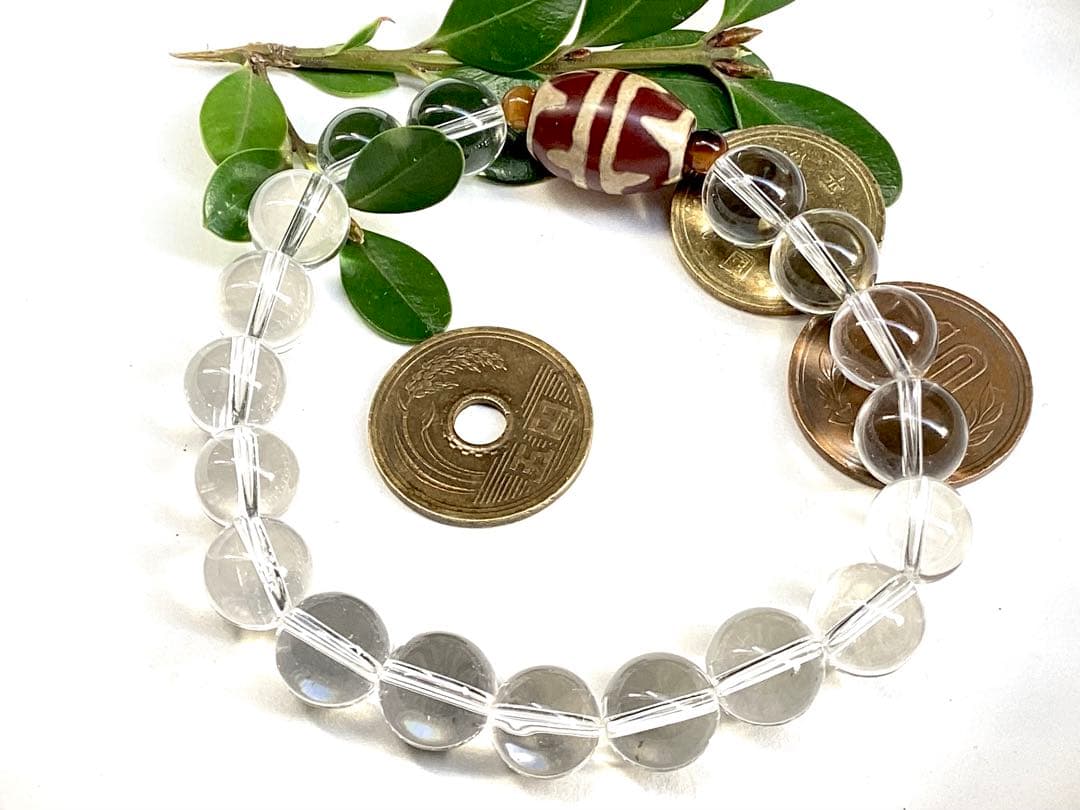 ✳天然虎目石*四線虎牙天珠*ガネッシユヒマール水晶ブレスレット　17cm 本物‼️