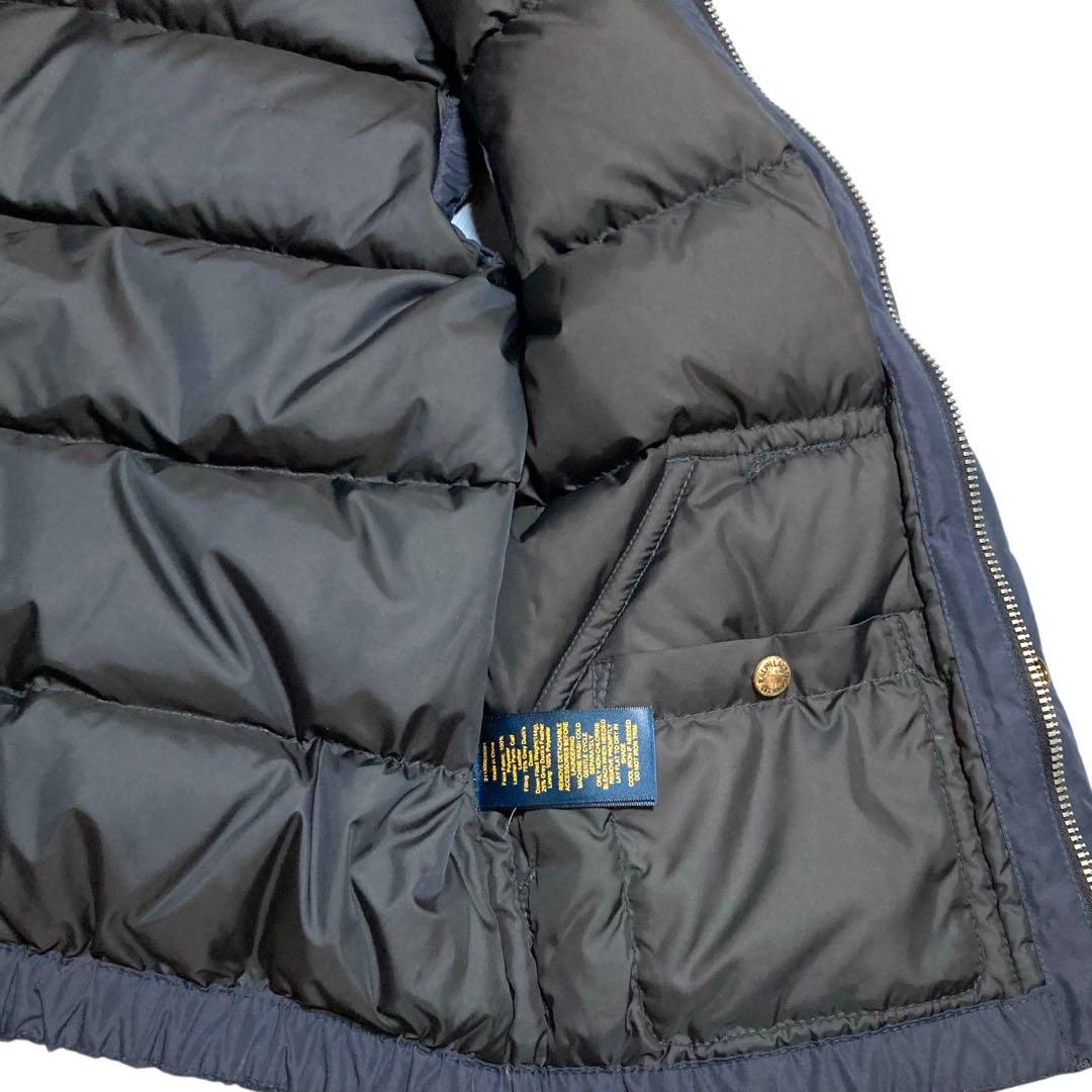 美品★ポロラルフローレン ダウンベスト ホースロゴ 刺繍 レザー フード