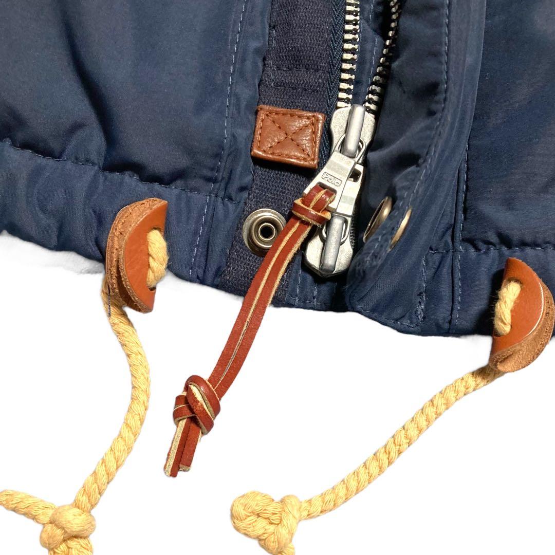 美品★ポロラルフローレン ダウンベスト ホースロゴ 刺繍 レザー フード