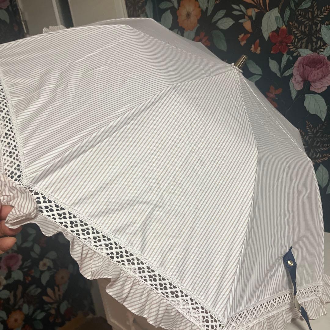 POLO RALPH RAUREN ストライプフリル　晴雨兼用傘