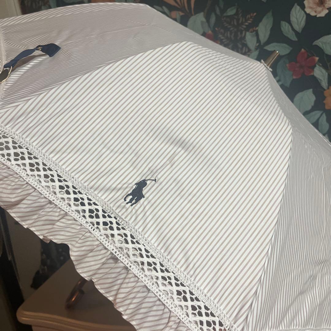 POLO RALPH RAUREN ストライプフリル　晴雨兼用傘