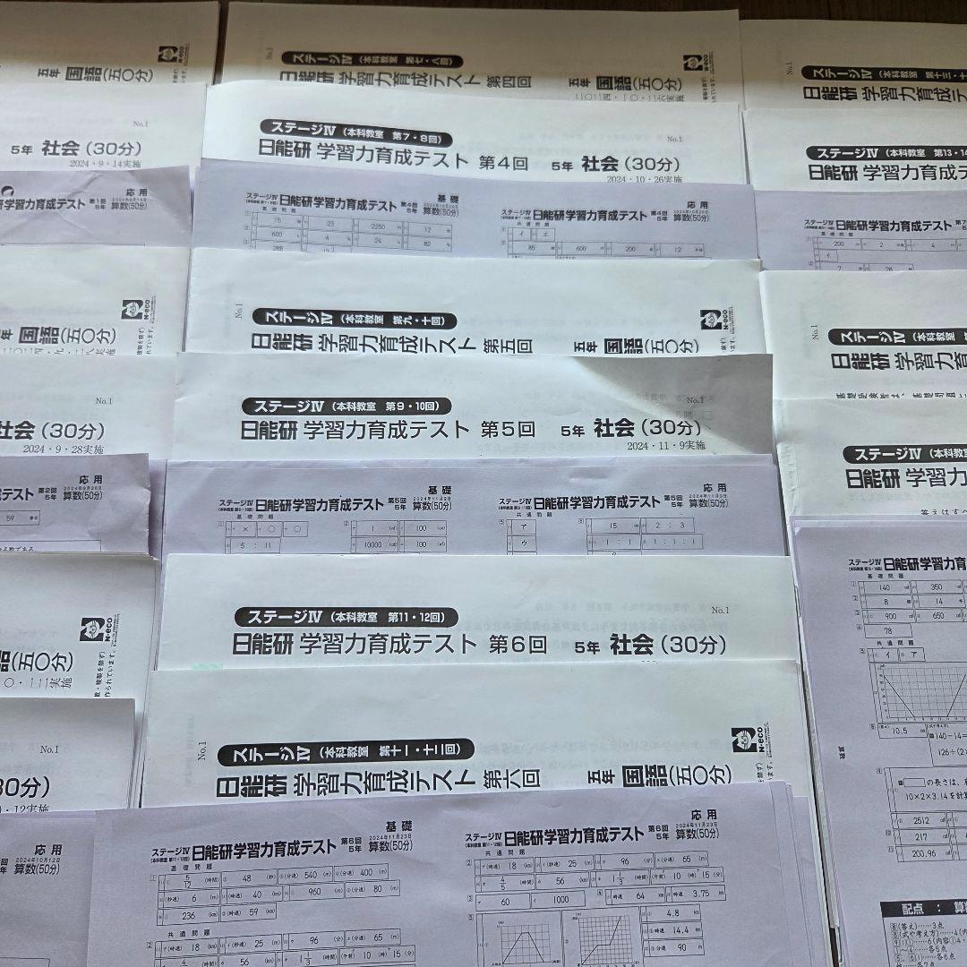 日能研5年 学習力育成テスト第1-8回