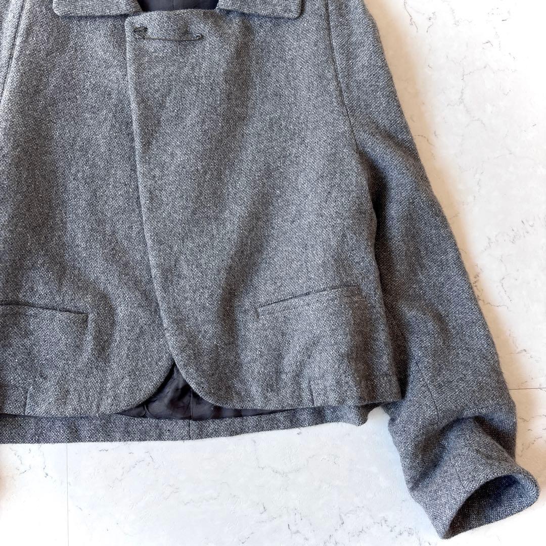 良品 ワイズ 日本製 ウール シルク 短丈 ショート ジャケット 羽織り グレー