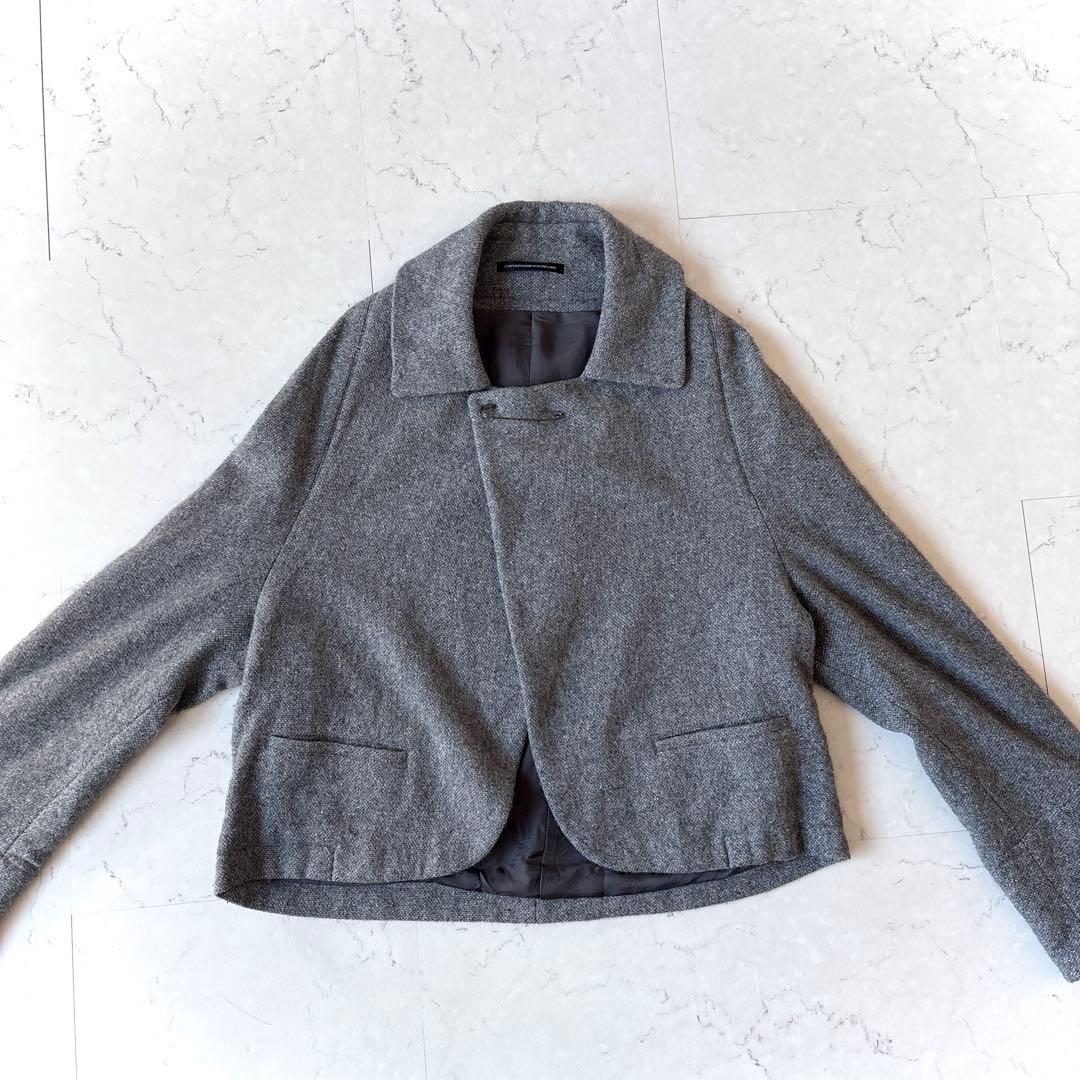 良品 ワイズ 日本製 ウール シルク 短丈 ショート ジャケット 羽織り グレー