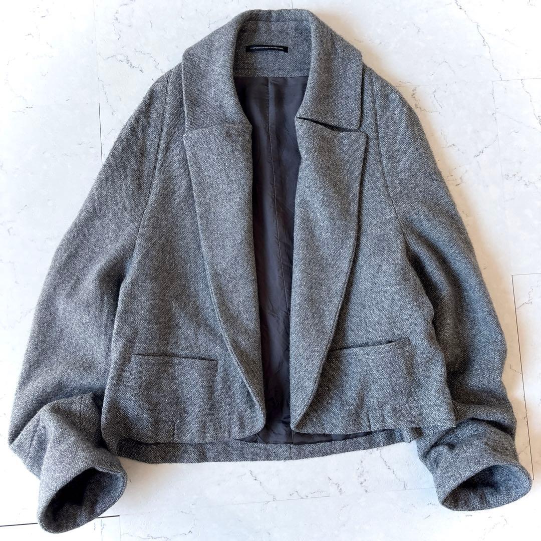良品 ワイズ 日本製 ウール シルク 短丈 ショート ジャケット 羽織り グレー