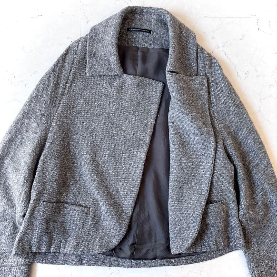 良品 ワイズ 日本製 ウール シルク 短丈 ショート ジャケット 羽織り グレー