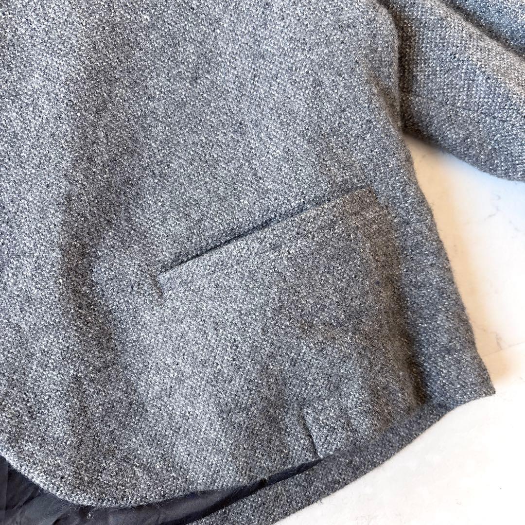 良品 ワイズ 日本製 ウール シルク 短丈 ショート ジャケット 羽織り グレー
