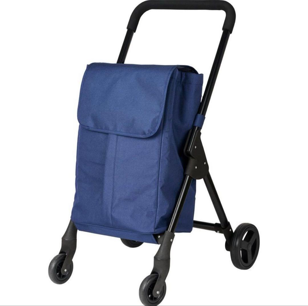 【新品未開封】オープンフロント前押し4輪カート　ネイビー