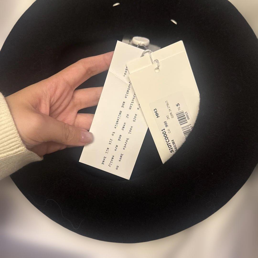 新品Maison Margiela 黒いウールベレー帽 Sサイズ
