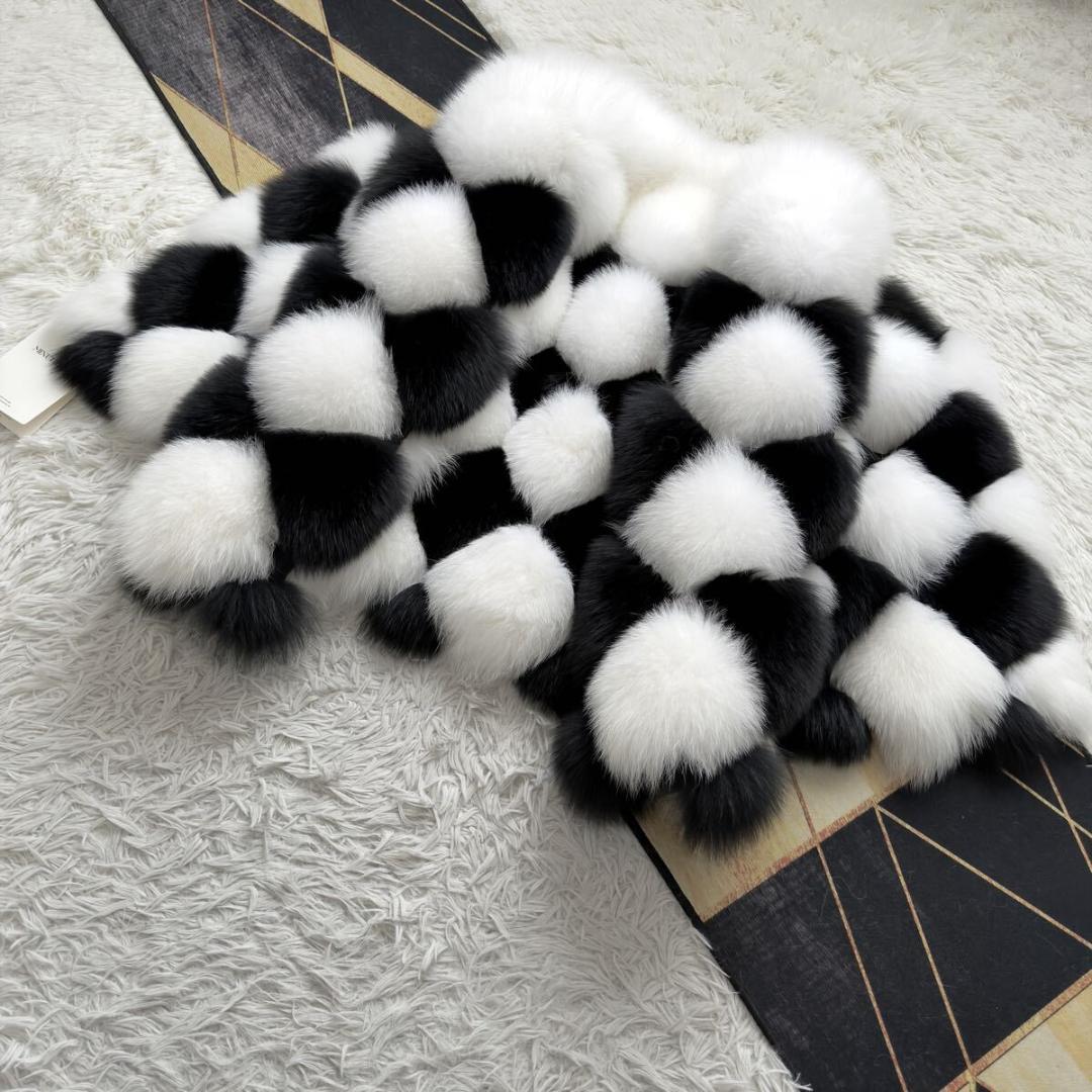 極上肉厚◎/総丈68 近年デザイン シャドーフォックス ファーコート 軽量 毛皮