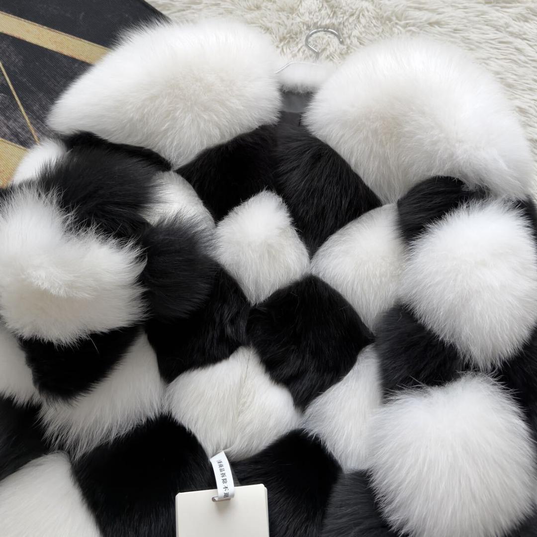 極上肉厚◎/総丈68 近年デザイン シャドーフォックス ファーコート 軽量 毛皮