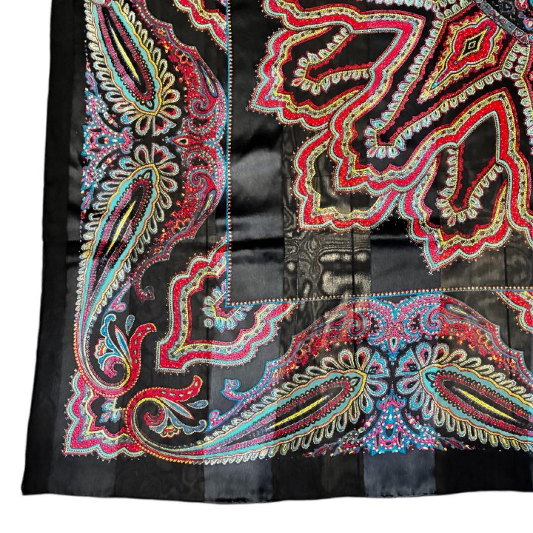 新品級✨イヴサンローラン 大判 スカーフ ストール ショール ペイズリー シルク