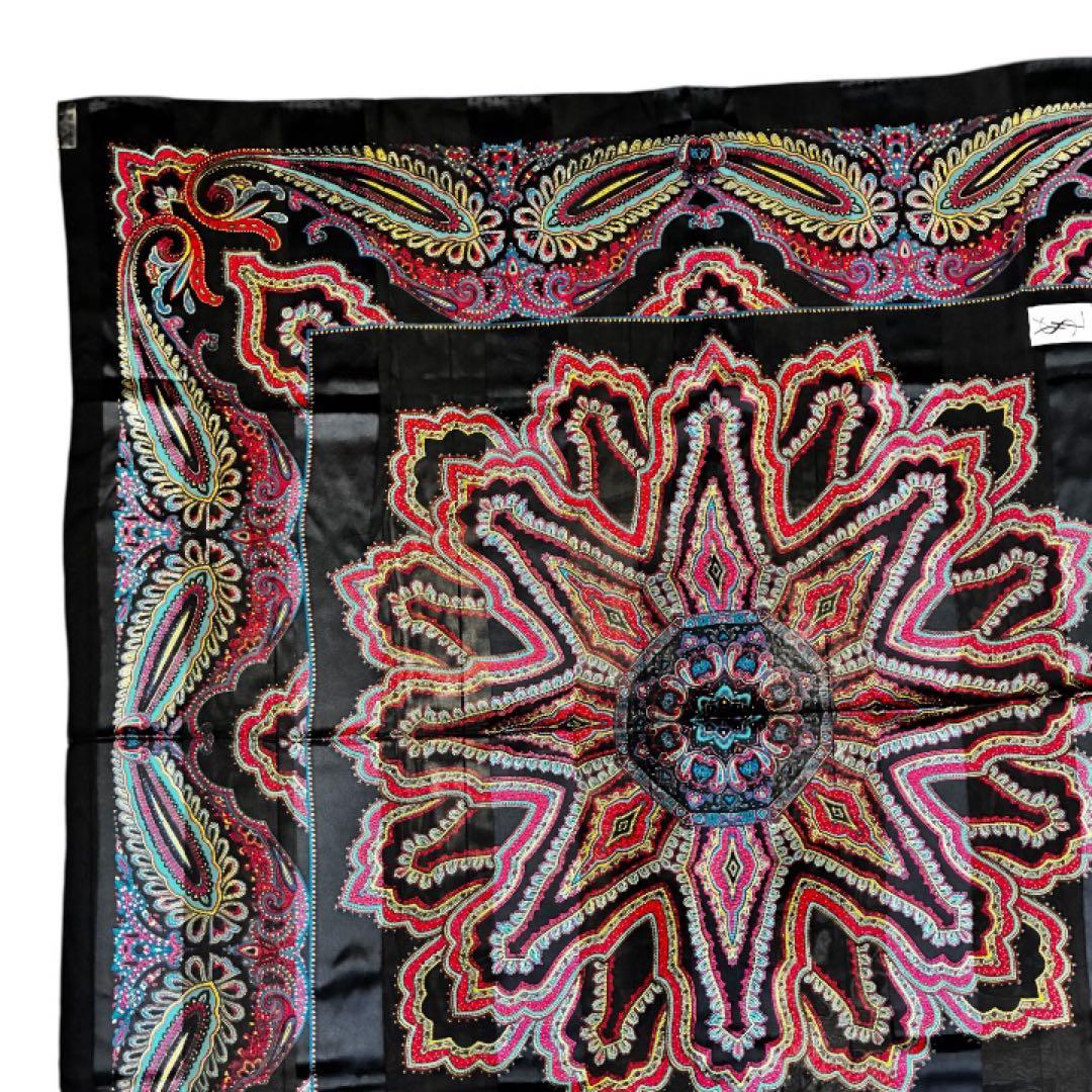 新品級✨イヴサンローラン 大判 スカーフ ストール ショール ペイズリー シルク