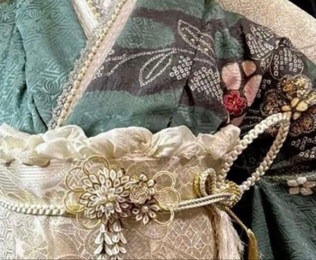 【Lemon】振袖フルセット 鶯色(緑系) 極上絞り 成人式