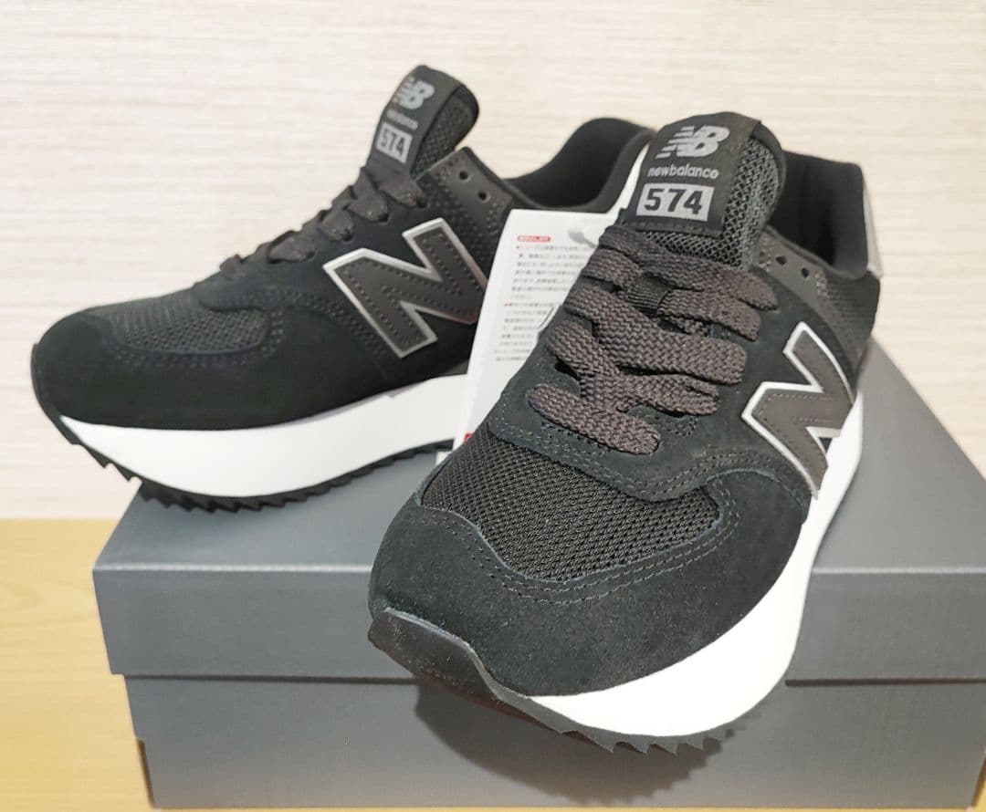 ニューバランス 574+ 厚底 スニーカー Bワイズ 24.5cm