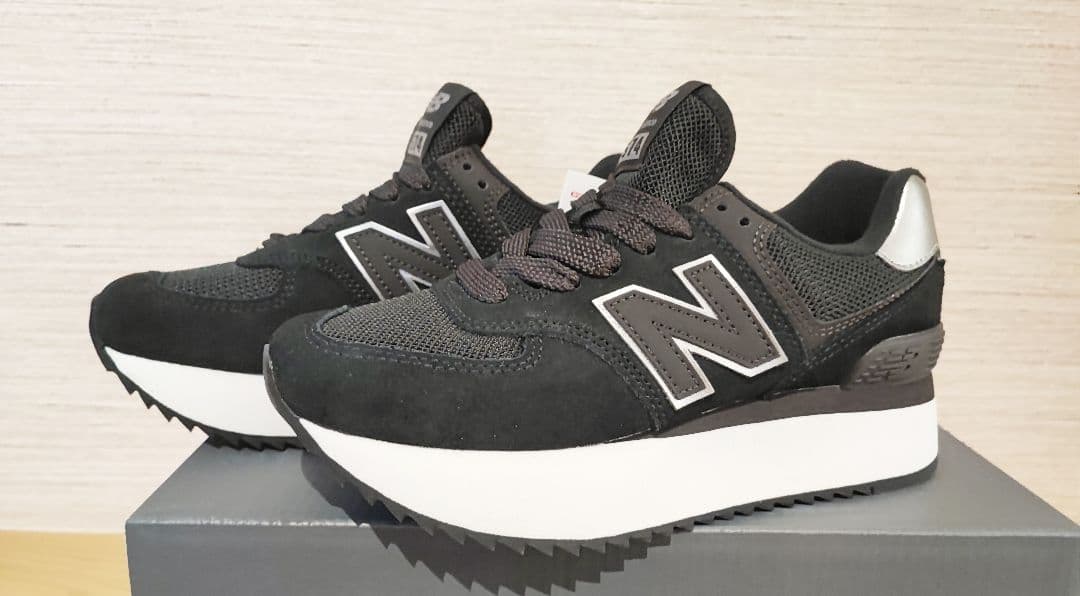 ニューバランス 574+ 厚底 スニーカー Bワイズ 24.5cm