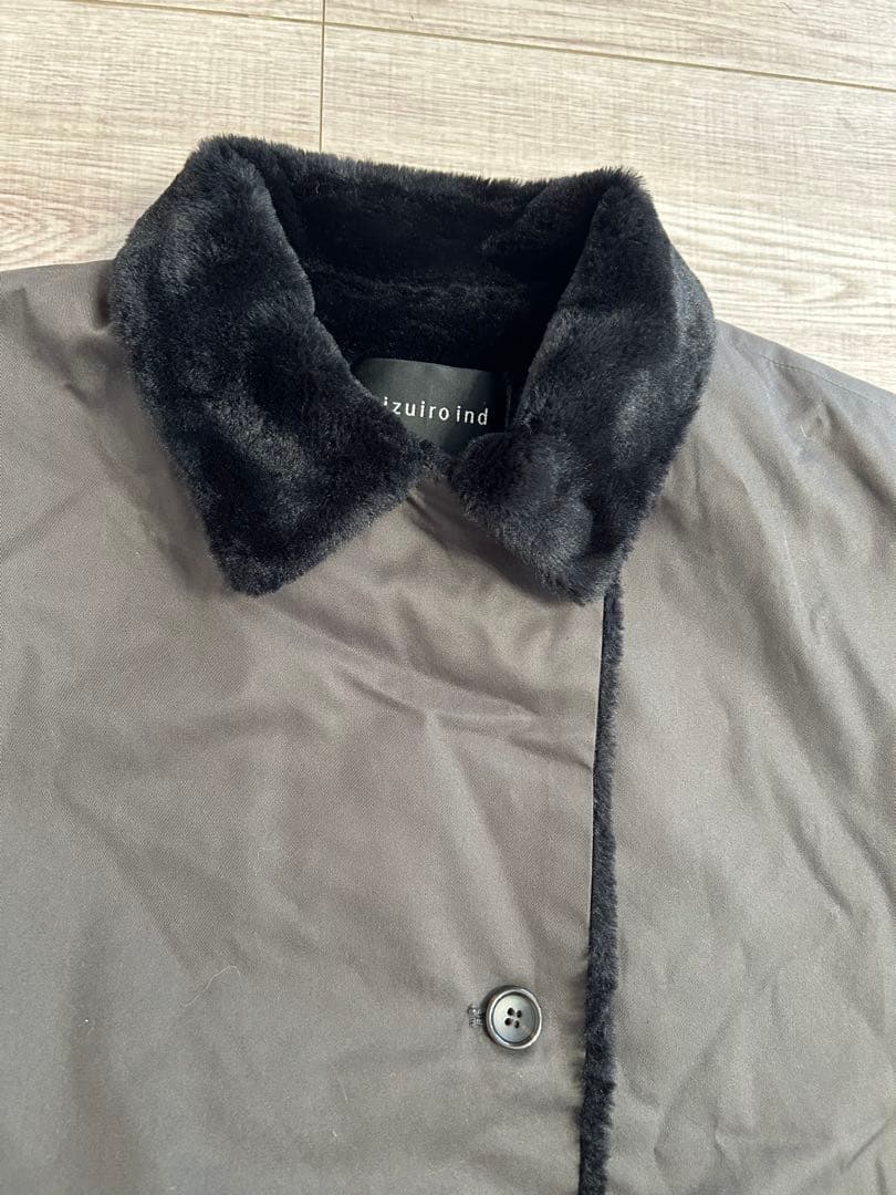 ミズイロインド バックボア　テーラード コート　ステンカラー　チャコールグレー