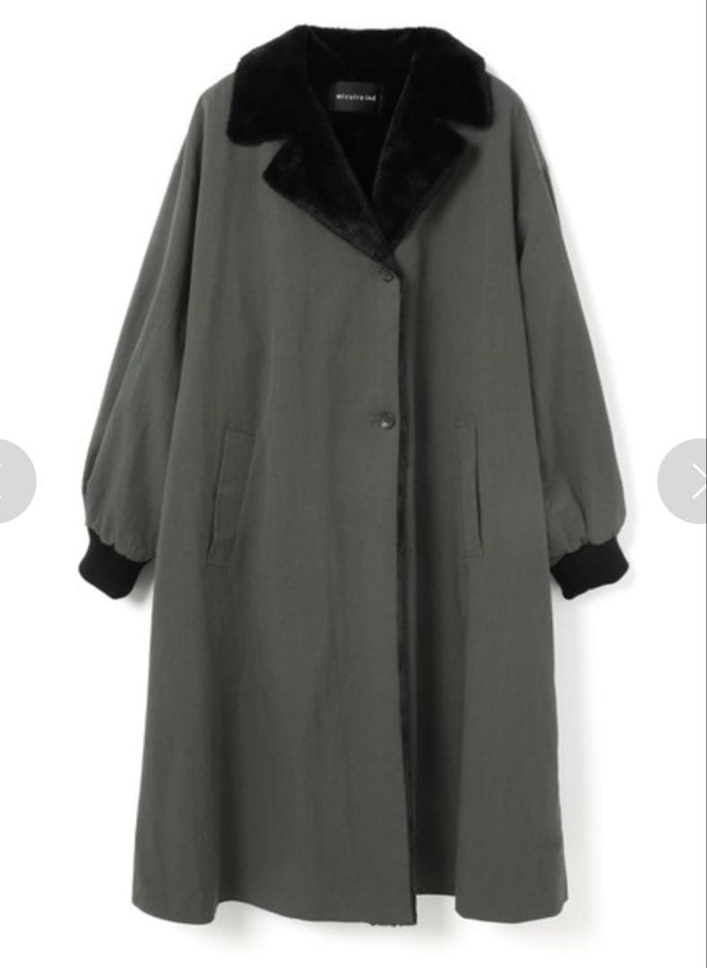 ミズイロインド バックボア　テーラード コート　ステンカラー　チャコールグレー