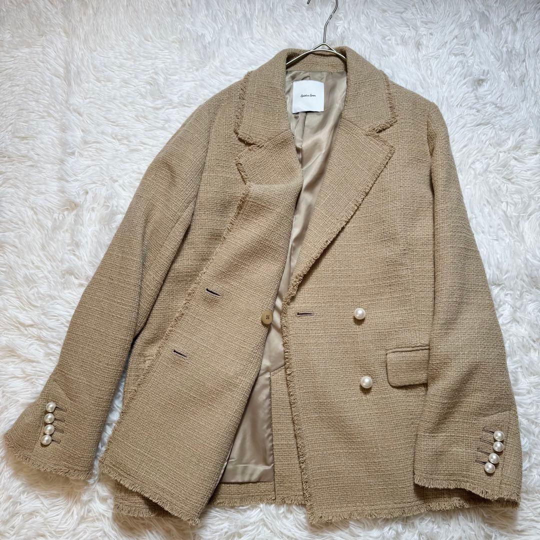 HM＆AY様未使用級 スピックアンドスパン パールボタン ファンシーツイードダブ