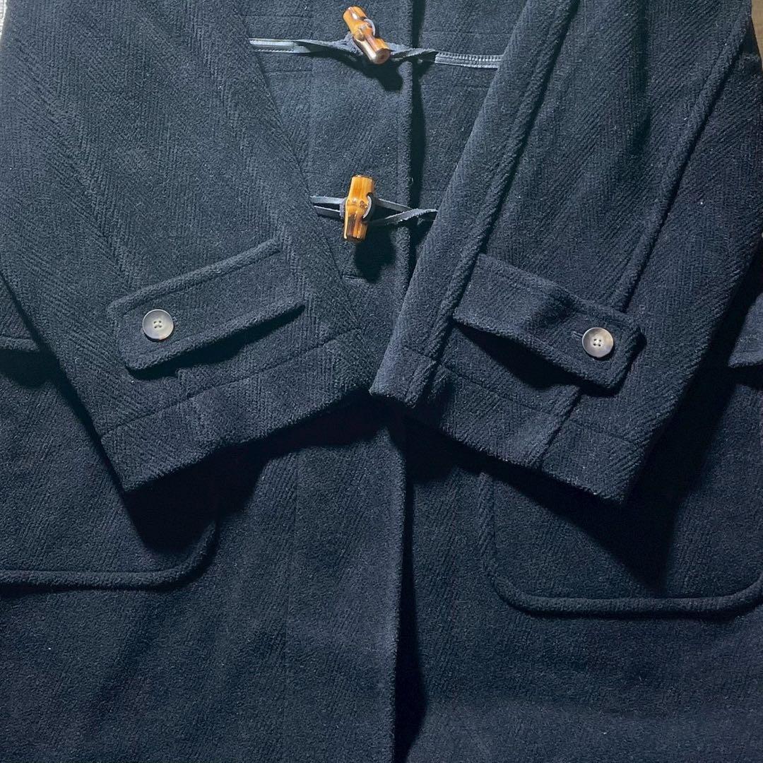 ビームスライツ　ダッフルコート　カットパイル へリンボーン ロング　ネイビー　L