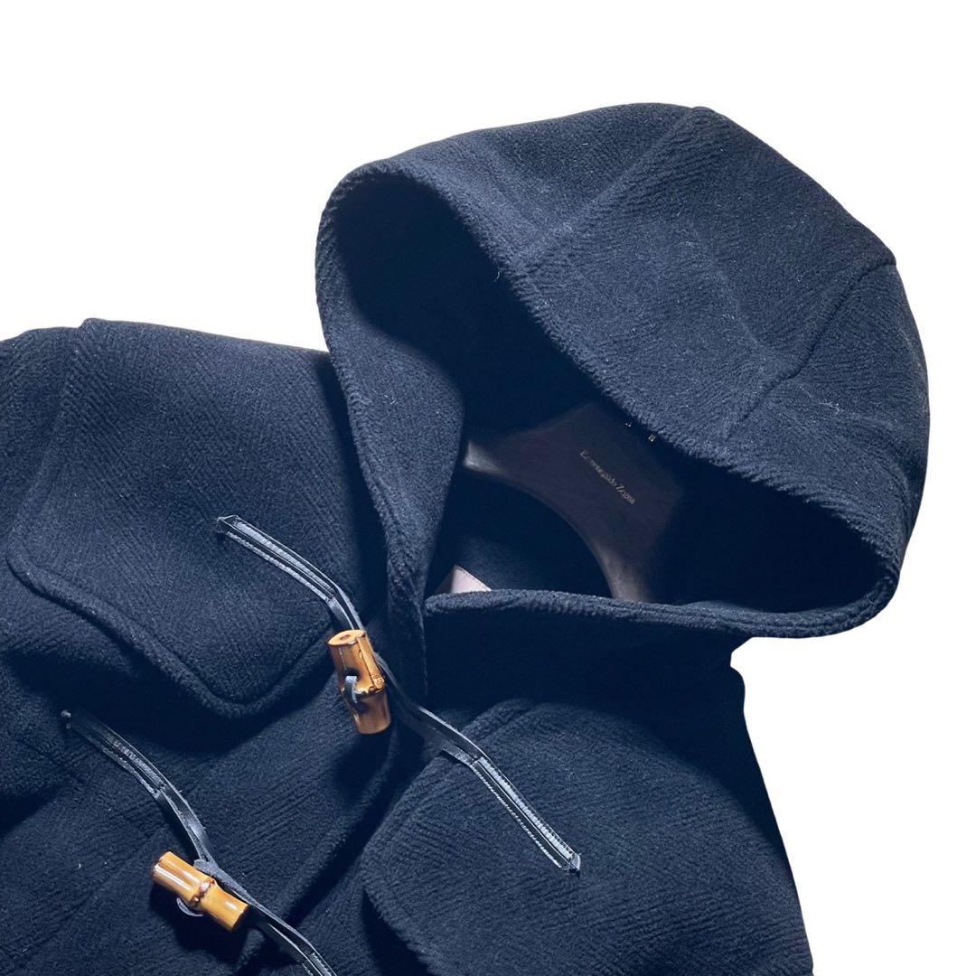 ビームスライツ　ダッフルコート　カットパイル へリンボーン ロング　ネイビー　L