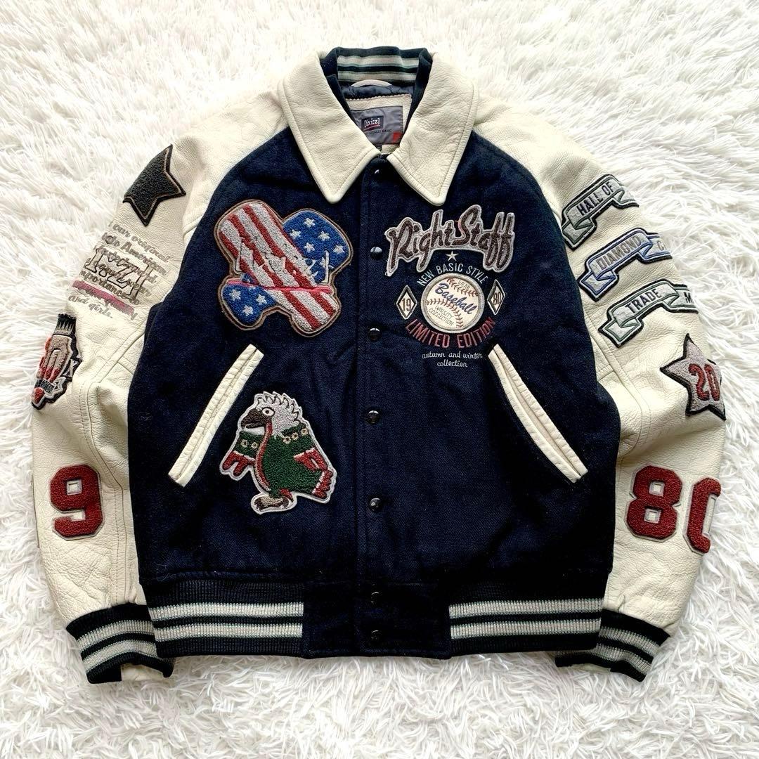 【希少】イクシーズ スタジャン フルデコ レザー 牛革 ワッペン 派手 メンズ