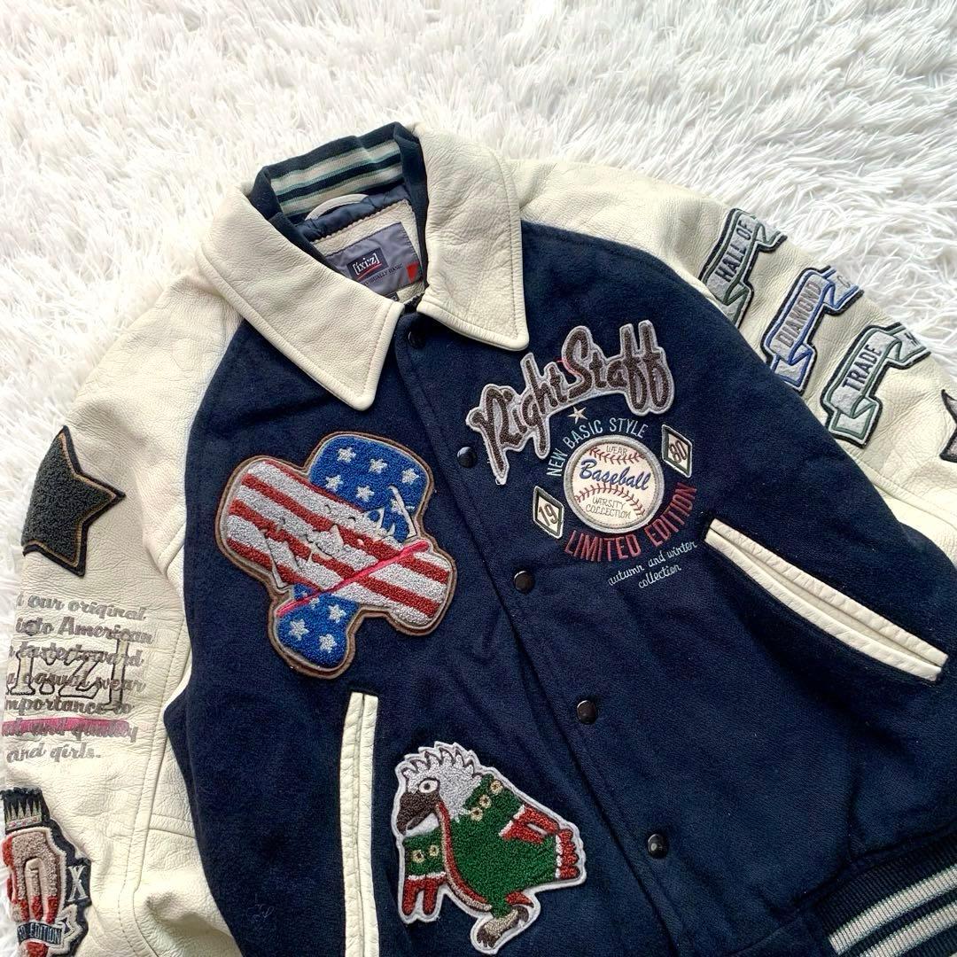 【希少】イクシーズ スタジャン フルデコ レザー 牛革 ワッペン 派手 メンズ