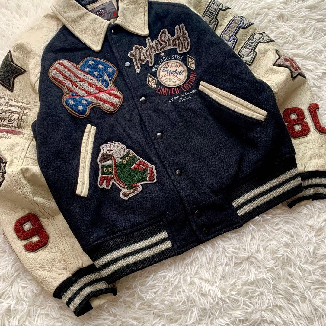 【希少】イクシーズ スタジャン フルデコ レザー 牛革 ワッペン 派手 メンズ