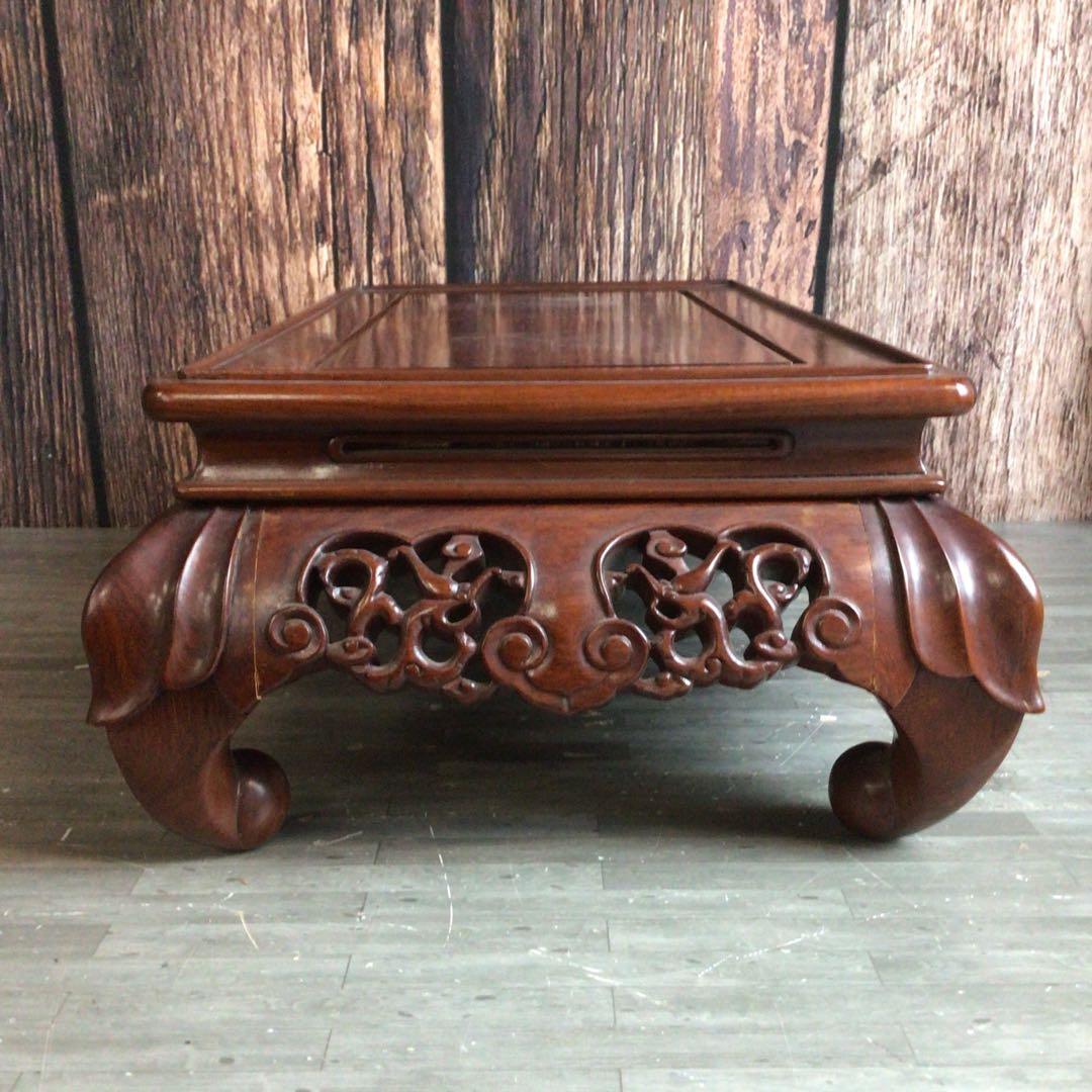 唐木 透かし彫り 花台 盆栽台 香炉台 アンティーク