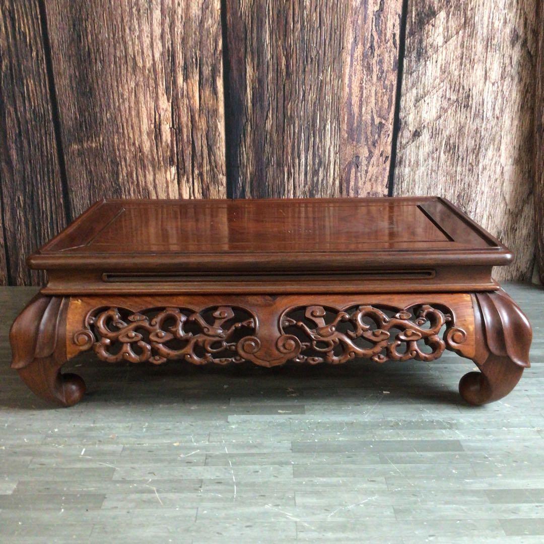 唐木 透かし彫り 花台 盆栽台 香炉台 アンティーク