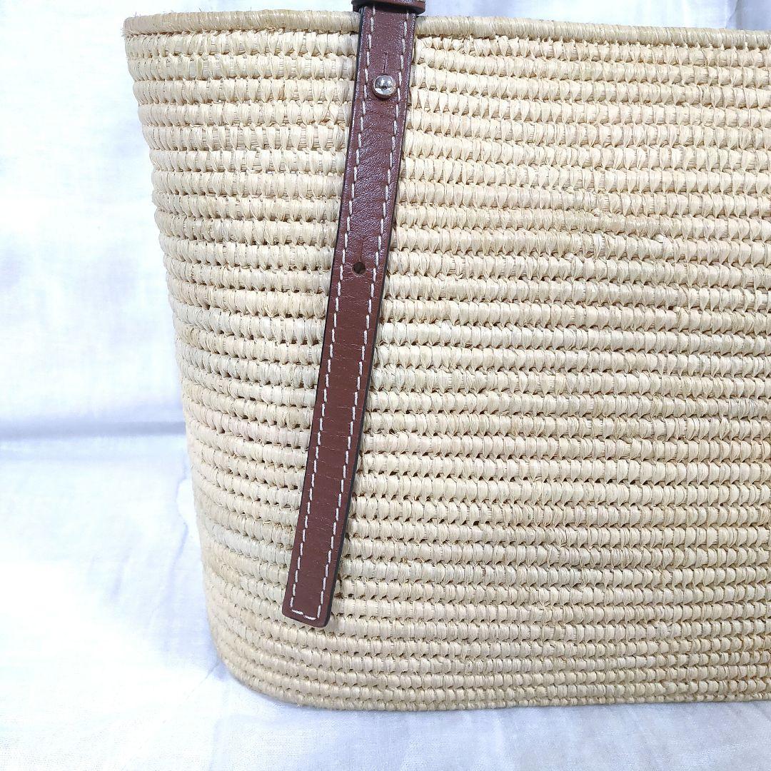 百鬼 ロエベ スクエア バスケット トートバッグ スモール ベージュ かご