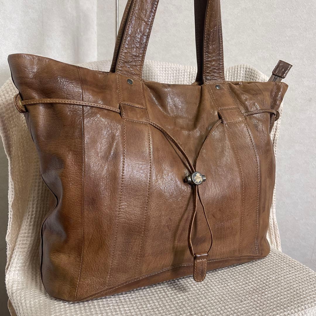 ◇ dan genten ダンゲンテン レザーショルダーバッグ ブラウン ◇