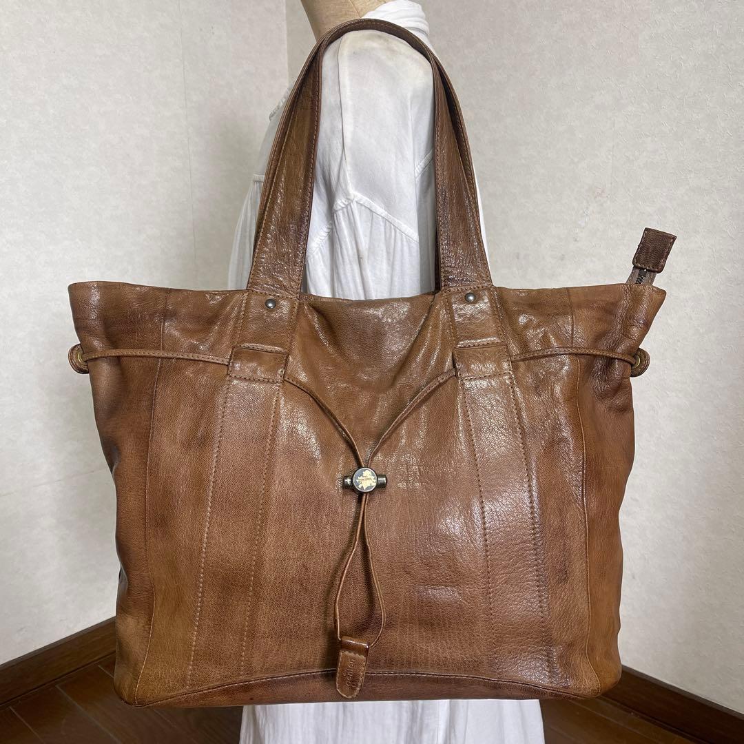 ◇ dan genten ダンゲンテン レザーショルダーバッグ ブラウン ◇