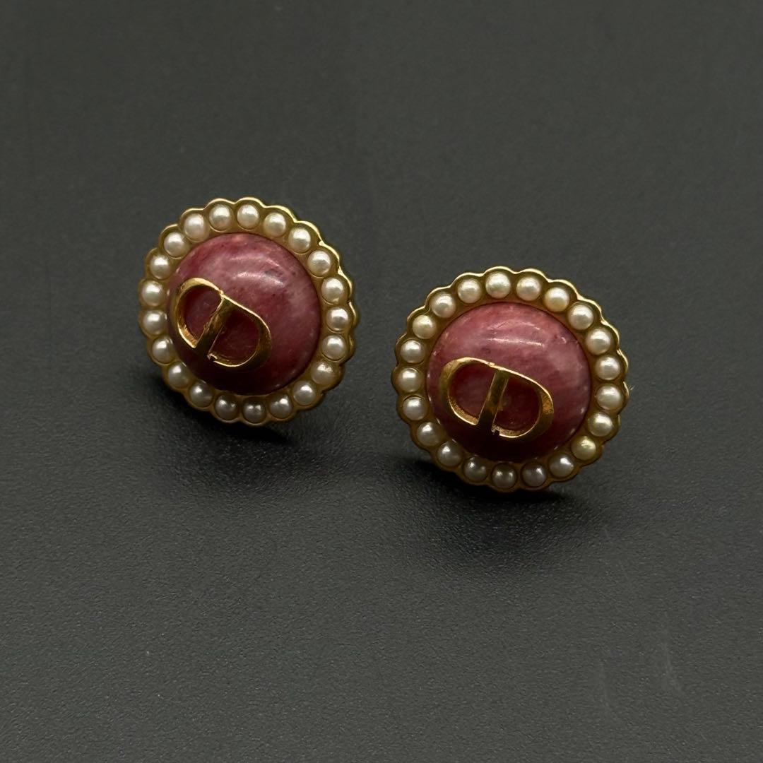 美品✨Dior Petit CD Baroque スタッドピアス ピンク