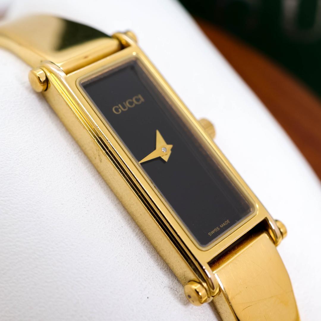 稼働 GUCCI 腕時計 1500L バングル レディース ブラック 2437