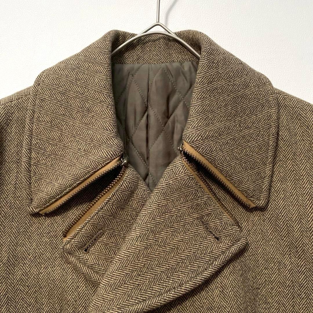 【ルー】marka ウール カシミヤ混 ヘリンボーン ピーコート ブラウン