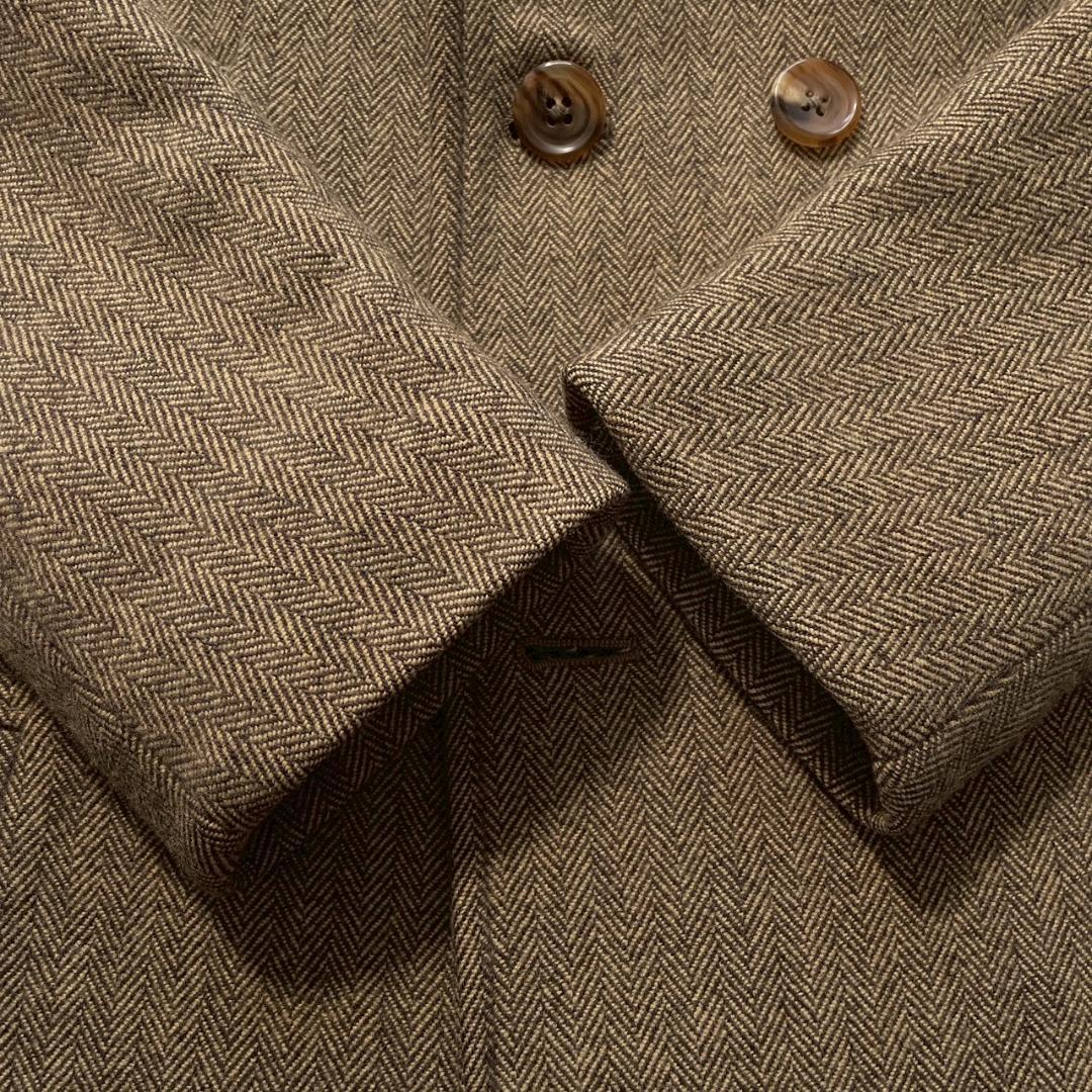 【ルー】marka ウール カシミヤ混 ヘリンボーン ピーコート ブラウン