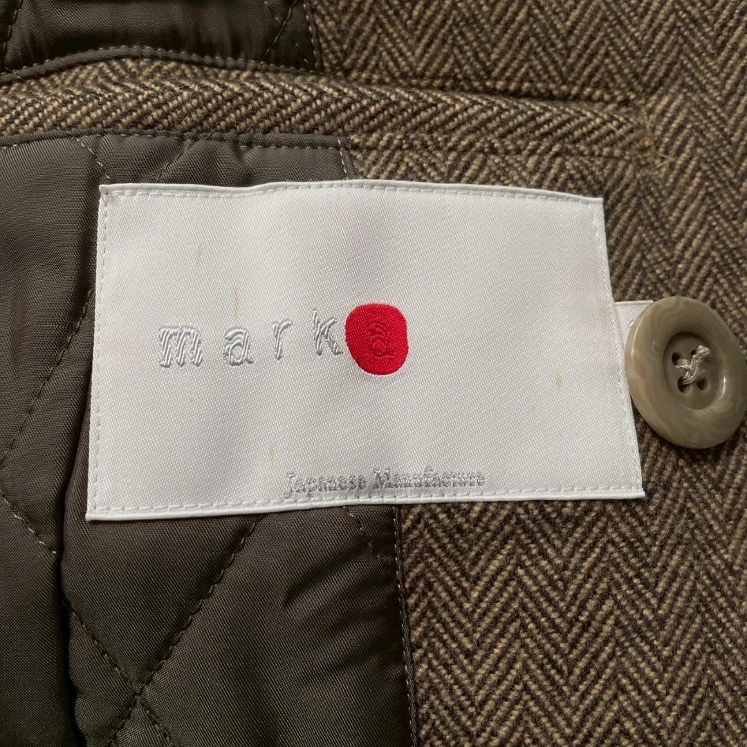 【ルー】marka ウール カシミヤ混 ヘリンボーン ピーコート ブラウン