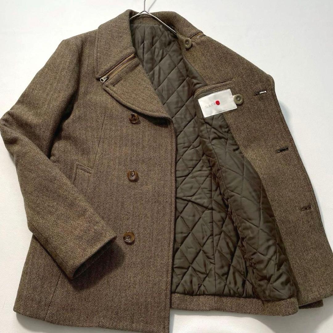 【ルー】marka ウール カシミヤ混 ヘリンボーン ピーコート ブラウン