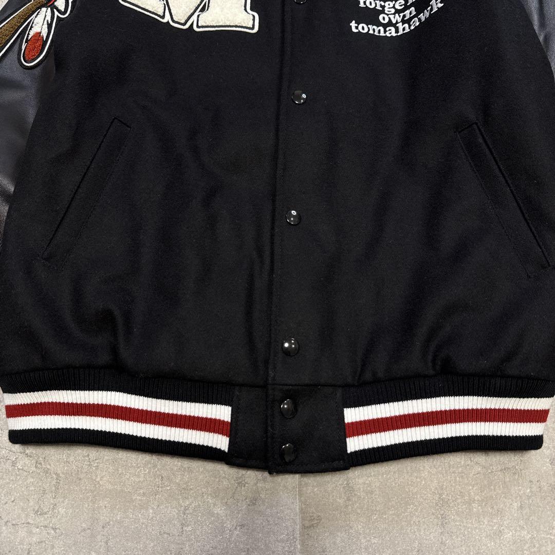 【美品】MOBSTYLES スタジャン 牛革袖 トマホーク刺繍 モブスタイル Ｌ